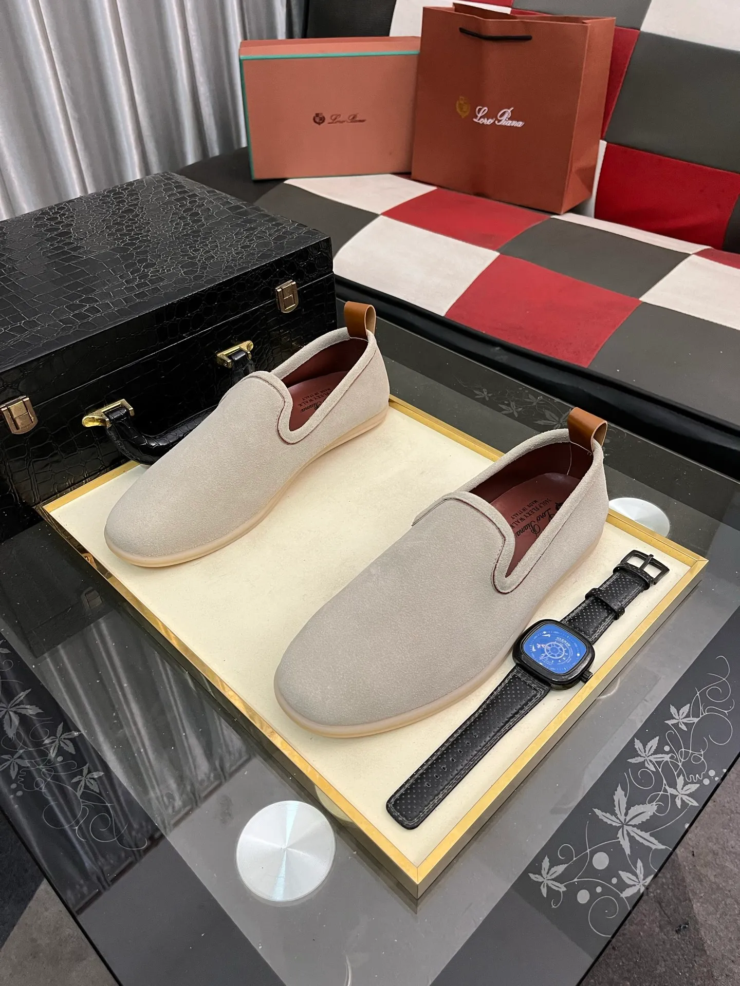 Men's men's shoes 💰420⌚️⌚️Loro*Piana pure original 2023 soft and comfortable LP deerskin flat casual star same style slip-on Loft men's shoes size 38-44